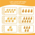 Counting all fruits game for Preschool Royalty Free Stock Photo