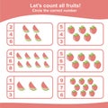 Counting all fruits game for Preschool Royalty Free Stock Photo