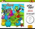 Counting birds educational activity game Royalty Free Stock Photo