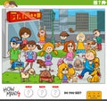 counting cartoon children and dogs educational activity