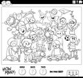 counting cartoon children and toys educational activity coloring page