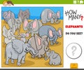 Counting cartoon elephants wild animals educational task