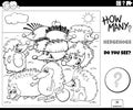 Counting cartoon hedgehogs educational task coloring page