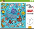 counting cartoon marine animals educational activity