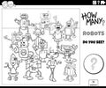 counting cartoon robots characters educational activity coloring page