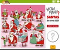 Counting cartoon Santa Claus characters educational task