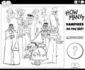 Counting cartoon vampires game coloring book page