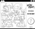 Counting dogs educational game for kids coloring book page Royalty Free Stock Photo