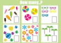 Counting educational children game. How many objects task Royalty Free Stock Photo