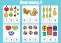 Counting educational children game. How many objects task