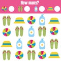 Counting educational children game, kids activity worksheet. How many objects. Learning mathematics