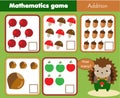 Counting educational children game, math kids activity. How many objects task Royalty Free Stock Photo