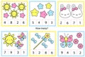 Counting educational children game. Study math, numbers, addition. kids mathematics activity Royalty Free Stock Photo