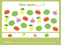 Counting educational games kids, kids activity sheet. How many task objects Royalty Free Stock Photo
