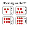 Counting educational math children game, kids activity worksheet. How many objects task. Learning mathematics, numbers, addition t Royalty Free Stock Photo