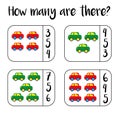 Counting educational math children game, kids activity worksheet. How many objects task. Learning mathematics, numbers, addition t