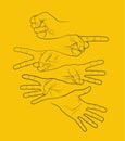 Counting fingers hands. Abstract vector illustration.