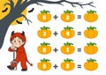 Counting Game for Children. Halloween characters, devil Royalty Free Stock Photo
