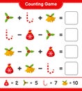 Counting game, count the number of christmas decoration and write the result. Educational children game Royalty Free Stock Photo