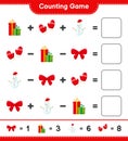 Counting game, count the number of christmas decoration and write the result. Educational children game Royalty Free Stock Photo