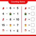 Counting game, count the number of christmas decoration and write the result. Educational children game Royalty Free Stock Photo