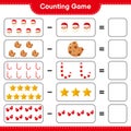 Counting game, count the number of christmas decoration and write the result. Educational children game, printable worksheet Royalty Free Stock Photo