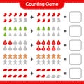 Counting game, count the number of christmas decoration and write the result. Educational children game, printable worksheet Royalty Free Stock Photo