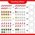 Counting game, count the number of christmas decoration and write the result. Educational children game, printable worksheet Royalty Free Stock Photo