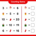 Counting game, count the number of christmas decoration and write the result. Educational children game Royalty Free Stock Photo