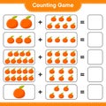 Counting game, count the number of Tangerin and write the result. Educational children game, printable worksheet