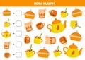 Counting game with cute autumn items. Math worksheet