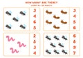Counting game with cute insects. Math worksheet. Royalty Free Stock Photo