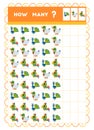 Counting game, educational game for children. Count how many birds in each row Royalty Free Stock Photo