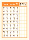 Counting game, educational game for children. Count how many gymnast girls in each row