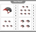 Counting game, how many Bicycle Helmet. Educational children game, printable worksheet, vector illustration