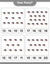 Counting game, how many Bicycle Helmet. Educational children game, printable worksheet, vector illustration