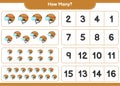 Counting game, how many Hockey Helmet. Educational children game, printable worksheet, vector illustration