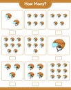 Counting game, how many Hockey Helmet. Educational children game, printable worksheet, vector illustration