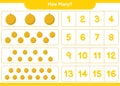 Counting game, how many Honey melon. Educational children game, printable worksheet