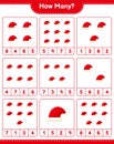 Counting game, how many Santa Hats. Educational children game, printable worksheet