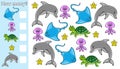 Counting game how many sea animals-4 Royalty Free Stock Photo