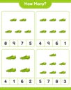 Counting game, how many Soccer Shoes. Educational children game, printable worksheet, vector illustration Royalty Free Stock Photo