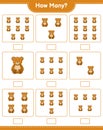 Counting game, how many Teddy Bear. Educational children game, printable worksheet, vector illustration