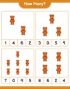 Counting game, how many Teddy Bear. Educational children game, printable worksheet, vector illustration