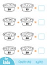 Counting Game for Preschool Children. Addition black and white worksheets. Fruit baskets Royalty Free Stock Photo