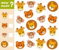 Counting Game for Preschool Children. Count how many animals Royalty Free Stock Photo