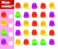 game for preschool children. Educational math game. Calculate how many different jellies and record the result