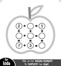 Counting Game for Preschool Children. Educational a mathematical game. Addition worksheets with apples Royalty Free Stock Photo