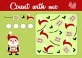 Counting game for preschool children. Educational a mathematical game. Christmas theme with Santa Claus Royalty Free Stock Photo