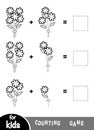 Counting Game for Preschool Children. Educational a mathematical game. Count the number of flowers and write the result Royalty Free Stock Photo